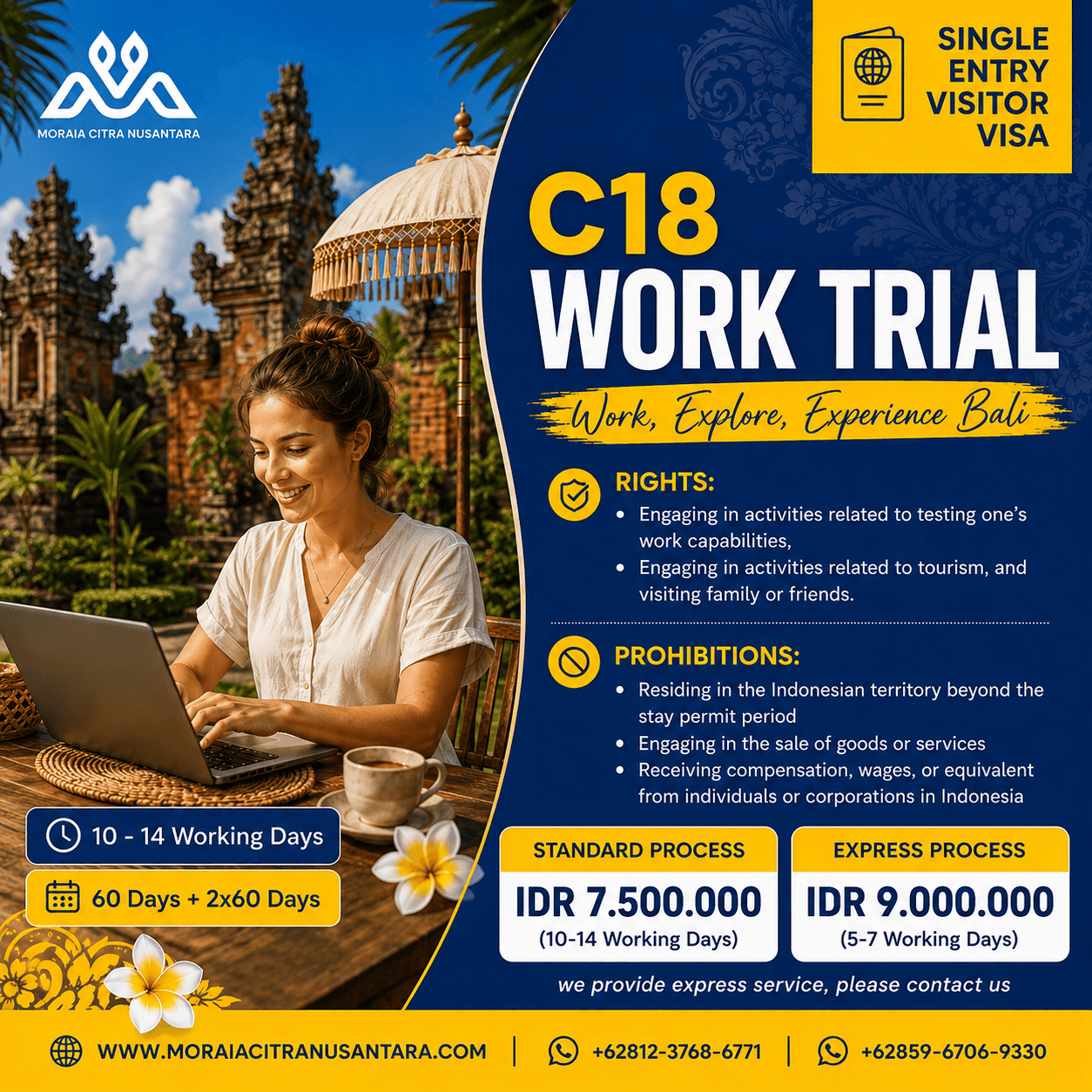 C18: Work Trial Single Entry Visitor Visa